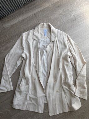West of Melrose beige Double-Breasted Linen Blazer